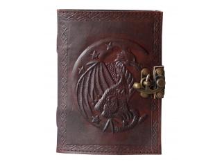Handmade Leather Rounded Dragon Diary Journal Unlined Pages Handmade Leather Cover Embossed Journals Pockets Diary Sketchbook & Notebook